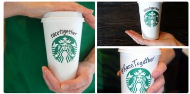 The 'Race Together' Campaign of Starbuck's... image from this site.
